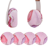 Geekria 2 Pairs Flex Fabric Headphones Ear Covers - Product Safety Certified - Washable & Stretchable Earcup Protectors for On-Ear Headsets, Sweat Pads for Gym, Meeting (Size S/ Pink Marble)