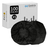 Geekria 100 Pairs Disposable Headphones Ear Cover for Small Call Center Headset Earcup, Stretchable Sanitary Ear Pads Cover, Hygienic Ear Cushion Protector (XS / Black)
