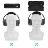 Geekria Short Replacement Medium Hook and Loop Headband Cover + Protein Leather Pad Set, Compatible with Skullcandy, Bose, JBL, Sony Headphones Accessory, Easy DIY Installation (Black)
