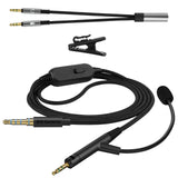 Geekria Boom Mic Headphones Cable Compatible with ATH-M70x/M50x/M40x, 2.5mm Jack Nylon Braided Replacement Cord with Boom Microphone and Volume/Mute Control for Gaming & Meeting (5.6 ft)