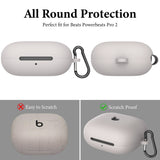 Geekria Silicone Case Cover Compatible with Powerbeats Pro 2 True Wireless Earbuds, Protective Earphones with Keychain Hook, Charging Port Accessible (Grey)