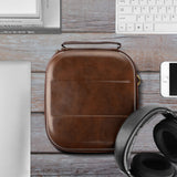 Geekria Shield Headphones Case Compatible with Sennheiser HD 550/505/599/598/560S/559/558/555/400 Pro, Replacement Hard Shell Travel Carrying Bag with Cable Storage (PU Brown)