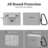 Geekria Silicone Case Cover Compatible with Sony WF-1000XM6 (Model YY2985) True Wireless Earbuds, Protective Earphones Skin Cover with Keychain Hook, Charging Port Accessible (Grey)