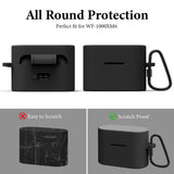 Geekria Silicone Case Cover Compatible with Sony WF-1000XM6 (Model YY2985) True Wireless Earbuds, Protective Earphones Skin Cover with Keychain Hook, Charging Port Accessible (Black)