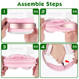 Geekria Medium Protein Leather Headband Cover + Pad Set Protector, No Tool Needed, Compatible with Medium-Sized Headphones (Fits Headband Diameter around 3.1cm/1.22") (Pink)
