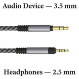 Geekria Audio Cable Compatible with Sennheiser HD 620S/599SE/599/598SE/598SR/560S/400PRO/579/569/550/505, 1/8" (3.5mm) to 2.5mm Braided Nylon Replacement Cord ( 5.6 ft/1.7 m)