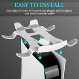 Geekria Storage Stand Compatible With PlayStation 5, PSVR2, VR Headset and Controller Hanger, Settled on PS5 Console, With 2-in-1 Charging Cable, Multi-Functional Bracket Hook (White)