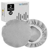 Geekria 2 Pairs Flex Fabric Headphones Ear Covers - Product Safety Certified - Washable & Stretchable Earcup Protectors for Over-Ear Headsets, Sweat Pads for Gym, Gaming ( Size M/ Grey )