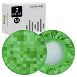 Geekria 2 Pairs Flex Fabric Headphones Ear Covers - Product Safety Certified - Washable & Stretchable Earcup Protectors for Over-Ear Headsets, Sweat Pads for Gym, Gaming (MC Grass / Size M)