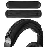 Geekria Hook and Loop Headband Cover + Pad Set, Protector with Zipper Closure Compatible with Medium Sized Headphones, Easy DIY Installation (Protein Leather / Black)
