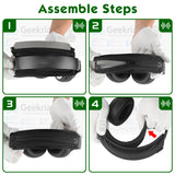 Geekria Hook and Loop Headband Cover + Pad Set, Protector with Zipper Closure Compatible with Medium Sized Headphones, Easy DIY Installation (Protein Leather / Black)