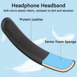 Geekria Hook and Loop Headband Cover + Pad Set, Protector with Zipper Closure Compatible with Medium Sized Headphones, Easy DIY Installation (Protein Leather / Black)