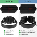 Geekria Medium Cooling-Gel Hook and Loop Headband Cover + Pad Set Protector No Tool Needed Compatible with HyperX, Turtle Beach, Razer, SteelSeries, Logitech, Corsair Headphones