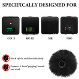 Geekria for Creators Furry Windscreen Compatible with Rode Wireless GO Gen 3 III, GO 2, PRO, ME Mic DeadCat Wind Cover Muff, Fluff Cover Windshield, Wind Noise Reduction (Black / 3 Pack)