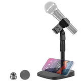 Geekria for Creators Telescoping Tabletop Microphone Stand Compatible with SAMSON Q2U, Q7x, Q8x, Shure SM57-LC, Sm58, PGA48, BETA 57A Desk Mic Holder and Phone Holder