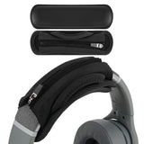 Geekria Short Replacement Medium Hook and Loop Headband Cover + Protein Leather Pad Set, Compatible with Skullcandy, Bose, JBL, Sony Headphones Accessory, Easy DIY Installation (Black)