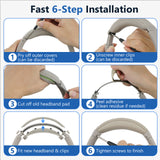 Geekria Replacement Headband Compatible with Sony WH-1000XM3 Headphones, Headband Cushion Cover Repair Parts with Screwdriver & Hinge Clips (Silver)