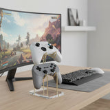 Geekria Dual Controller Holder Compatible with PS5/PS4/Xbox Series X/S/One/Switch Pro/8BitDo Pro 2, Acrylic Base, Aluminum Metal Mount Universal Organizer for Video Game Accessories.