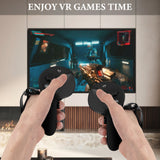 Geekria VR Silicone Controller Cover Compatible with Meta Quest Pro, Anti-Throw Handle Sleeve Gaming Accessories, Adjustable Wrist Knuckle, Thumb Caps (Black, 1 Pair)