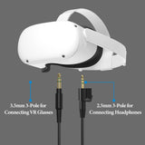 Geekria VR Short Audio Cable Compatible with Oculus Quest 2, HTC Virtual Reality, Bose AE2, AE2i Headset, 2.5mm Male to 3.5mm Male Cord, TRS & TRS Replacement Cable for Headphones (1ft)