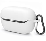 Geekria Silicone Case Compatible with JBL Endurance Race 2 Earbuds, Soft Protective Cover with Keychain Hook, Front LED Visible, Charging Port Accessible (White)