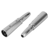 Geekria for Creators XLR Male to 1/4 Inch (6.35mm) TRS Female Microphone Cable Adapter, Compatible with Shure MV7, SM58, SM57, PGA58, FIFINE K688, Behringer xm8500 Mic Cord Plug (Silver, 2 Pack)