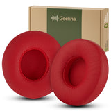 Geekria Replacement Ear Pads Compatible with Beats Solo 2 Wireless (B0534) (Not Compatible with Beats Solo 2 Wired) On-Ear Headphones Ear Cushions, Repair Parts (Red)