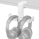 Geekria PC Gaming Dual Headphone Stand, Clip On Desk Headphone Holder, 360 Rotation Adjustable, Under Desk Headset Holder Compatible with Sennheiser, Bose, Beats, Razer, Sony (White)