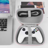 Geekria Controller Travel Case Compatible with Xbox Series X/S & Xbox One, Hard Shell Carrying Bag with Joystick Protection, Cable storage, Controller Retention Strap (Pink)