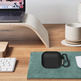 Geekria Silicone Case Cover Compatible with Apple AirPods 4 True Wireless Earbuds, Protective Earphones Skin Cover with Keychain Hook, Charging Port Accessible (Black)