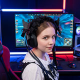 Geekria Cute 3D Wings Headband Cover for Gaming Headset & Over-Ear Headphones, Compatible with Sony, Skullcandy, Razer and More, Decorative Soft Padded Sleeve (Black)
