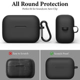 Geekria Silicone Case Cover Compatible with Soundcore by Anker AeroClip True Wireless Earbuds, Protective Earphones Skin Cover with Keychain Hook, Charging Port Accessible (Black)