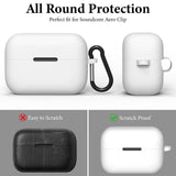 Geekria Silicone Case Cover Compatible with Soundcore by Anker AeroClip True Wireless Earbuds, Protective Earphones Skin Cover with Keychain Hook, Charging Port Accessible (White)