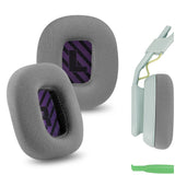 Geekria Comfort Mesh Fabric Replacement Ear Pads for Astro Gaming A10 Gen 2 Headphones Ear Cushions, Headset Earpads, Ear Cups Cover Repair Parts (Grey/Purple)