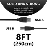 Geekria for Creators USB to USB-B Microphone Cable 8 ft / 250 CM, Compatible with FIFINE K670, K683A, T669, T732, K670B, K780A Mic Cord (Black)
