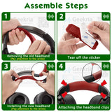 Geekria Protein Leather Headband Pad Compatible with SONY MDR-XB950BT MDR-XB950N1 MDR-XB950B1 MDR-XB950/H, Headphones Replacement Band, Headset Head Cushion Cover Repair Part (Red)