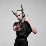 Geekria Devil Horns Headphone Attachment, Lightweight Decorative Horn Accessory for Cosplay and Streaming