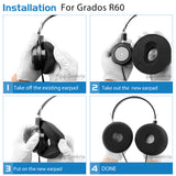 Geekria Comfort Foam Replacement Ear Pads for GRADO PS1000, GS1000i, RS1i, RS2i, SR325IS, GW100x Headphones Ear Cushions, Headset Earpads, Ear Cups Cover Repair Parts (Black)