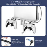 Geekria Wall Mount Kit Compatible with SONY Playstation 5 Slim Console, Disc & Digital Edition Metal Wall Hanging Stand, with 2-in-1 Magnetic Charging Cable, Headset Hanger