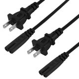 Geekria IEC320 C7 to NEMA 1-15P Replacement Power Cord, 2 Prong AC Power Cable Compatible with Sony PS5/4/3/2 Slim, Microsoft Xbox One S/X/Series S Console (2 Pack, 5 ft)