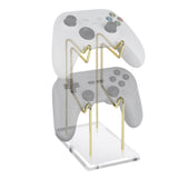 Geekria Dual Controller Holder Compatible with PS5/PS4/Xbox Series X/S/One/Switch Pro/8BitDo Pro 2, Acrylic Base, Aluminum Metal Mount Universal Organizer for Video Game Accessories.