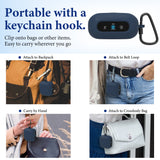 Geekria Silicone Case Cover Compatible with Soundcore Liberty 5 Pro by Anker, Protective Cover with Locking Aluminum Carabiner, Charging Port Accessible, Front LED Visible (Dark Blue)