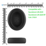 Geekria QuickFit Replacement Ear Pads Compatible with Anker Soundcore Life Q10, Life 2 NEO BT Headphones, Ear Cushions (Black)