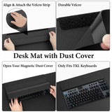 Geekria Vegan Leather Desk Mat with Keyboard Dust Cover, Non-Slip Waterproof Large Desktop Protector Pad, Laptop Desk Pad for Office Gaming (35.4" x 16.1" Black)