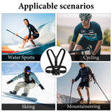 Geekria Chest Mount Strap, Adjustable Harness, Compatible with DJI Osmo Pocket 3, Action 6, 5 Pro, Osmo 360, Insta360 AcePro 2, X5, X4 Air, Hero 13, MAX 2 Action Camera Accessories (Black)