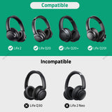 Geekria QuickFit Replacement Ear Pads Compatible with Anker Soundcore Life 2 (Not fit Life 2 Neo), Life Q20, Q20+, Q20I, Q20BT Headphones, Repair Parts with Video Guide (Black)