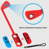 Geekria Switch Golf Club Compatible with Nintendo Switch Joy-Con, Games Handgrip with Adjustable Hand Strap Accessories for Mario Golf: Super Rush Game (2 Packs)