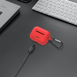 Geekria Silicone Case Cover Compatible with TOZO NC2 True Wireless Earbuds, Earphones Skin Cover, Protective Carrying Case with Keychain Hook, Charging Port Accessible (Red)
