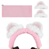 Geekria NOVA Knit Fabric Headband Cover + Cat Ears Attachment Compatible with Razer Kraken V4, SteelSeries Arctis Nova Pro, HyperX Cloud III, Sennheiser GSP 300, Sony INZONE H9 Headphones (Pink)