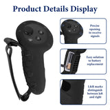 Geekria Touch Controller Grip Cover Compatible with Meta Quest 3, VR Anti-Throw Handle Grip Silicone Sleeve, Controller Grips with Battery Opening Protector, Upgraded Knuckle Straps Protector